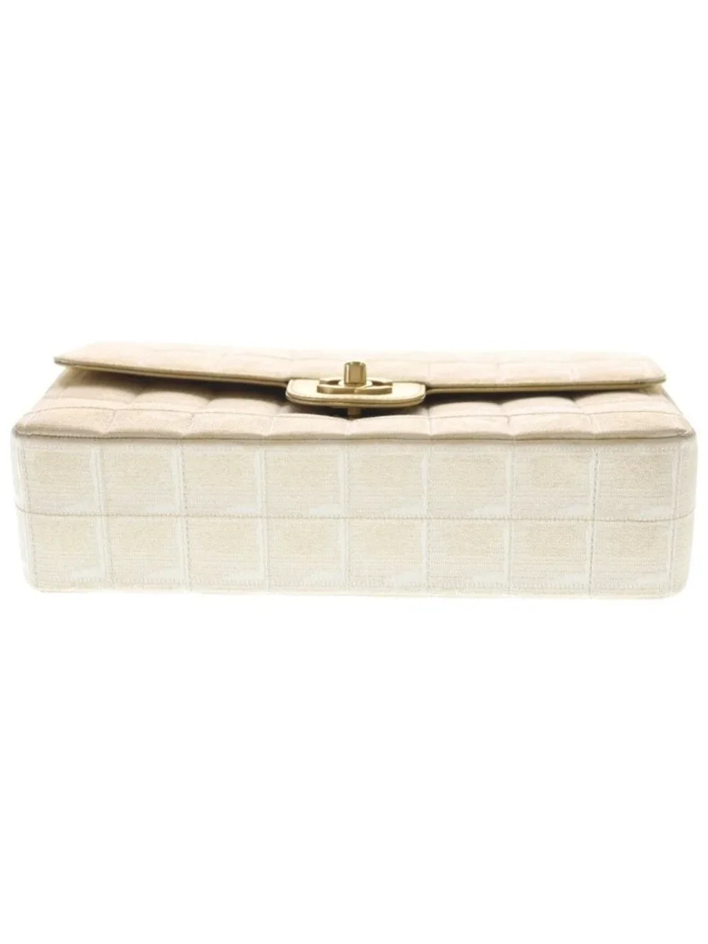 Chanel New Travel Line Chain Shoulder Chocolate Bar CC Logo Gold Nylon Beige